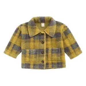 Tucker Tate Kids Plaid Sherpa Fleece Jacket 18M Yellow Blue
